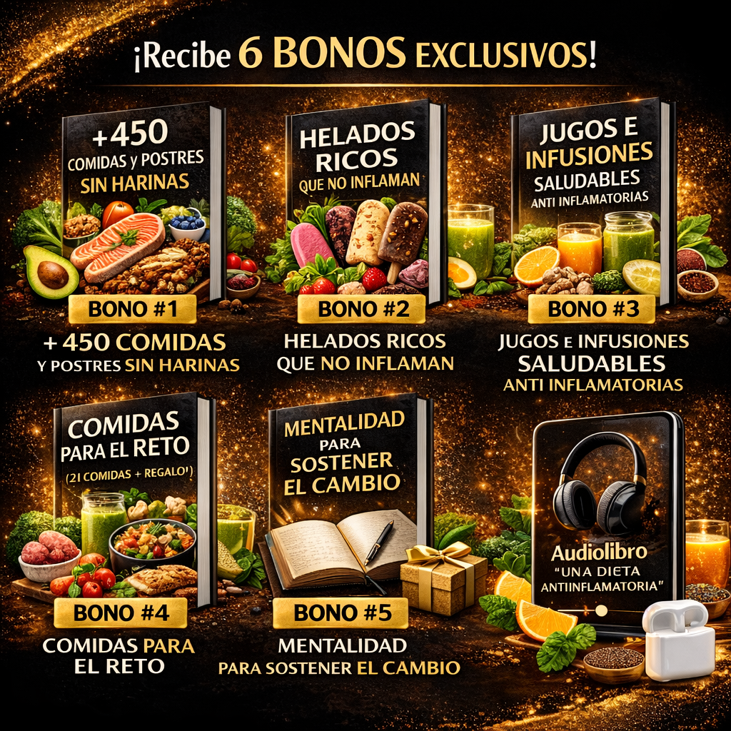 Reto 21 dias ANTI INFLAMATORIO + 6 BONUS DE REGALO!